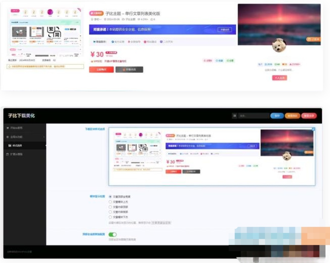 子比主题美化插件源码（付费区块增强版）-灰铲源码