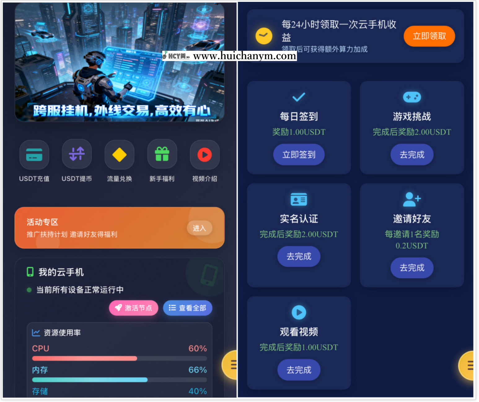 云手机游戏挂机CDN节点源码 自动挂机刷视频短剧抖音快手投资理财分红广告联盟流量-灰铲源码