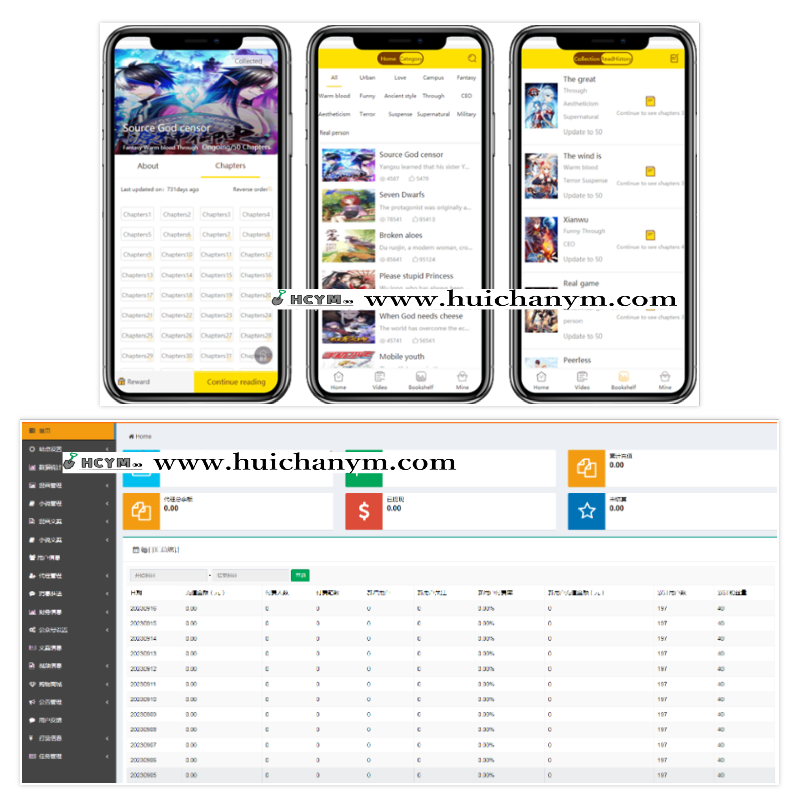 EFUCMS英文版听书有声小说漫画网站分销系统源码小程序软件APP开发-灰铲源码
